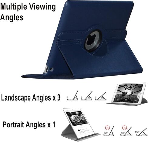Case for iPad 10.2 inch, for iPad 9th 8th 7th Generation, Rotating Stand Smart Magnetic Auto Wake Up/Sleep Cover for A2602 A2603 A2604 A2605 MK2K3LL/A MK2N3LL/A MK663LL/A MK693LL/A (Navy) in Saudi Arabia