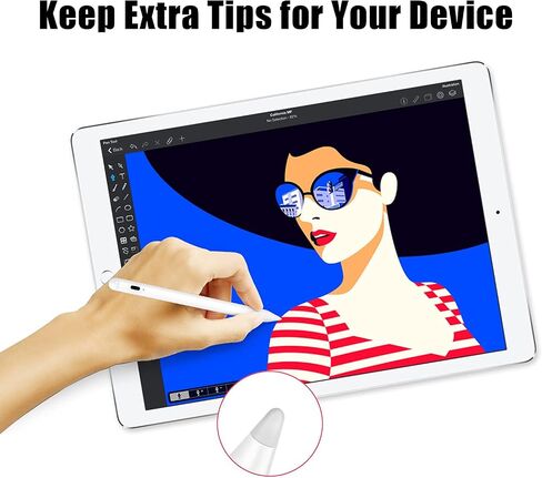 4 عبوات من رأس القلم البديل لقلم iPad مع خاصية رفض راحة اليد، رؤوس أقلام متينة للرسم والكتابة الدقيقة، دقة عالية وسهلة الاستبدال in Saudi Arabia