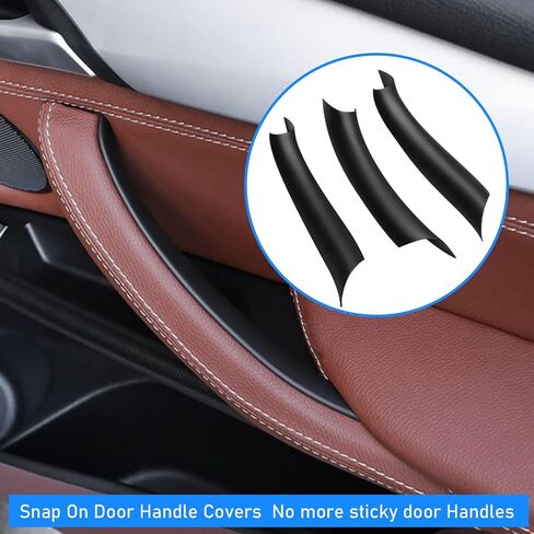 Jaronx متوافق مع أغطية مقبض الباب BMW X5 F15/X6 F16، 3 قطع أغطية مقبض سحب الباب لسيارات BMW X5 F15 2014-2018، X6 F16 2015-2018، مقبض الباب الجانبي الأيسر والأيمن مقبض سحب الباب الداخلي (أسود) in Saudi Arabia