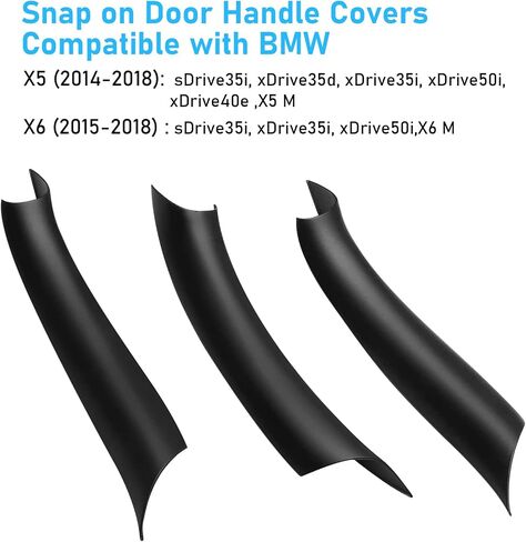 Jaronx متوافق مع أغطية مقبض الباب BMW X5 F15/X6 F16، 3 قطع أغطية مقبض سحب الباب لسيارات BMW X5 F15 2014-2018، X6 F16 2015-2018، مقبض الباب الجانبي الأيسر والأيمن مقبض سحب الباب الداخلي (أسود) in Saudi Arabia