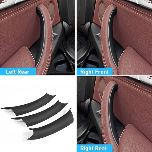Jaronx متوافق مع أغطية مقبض الباب BMW X5 F15/X6 F16، 3 قطع أغطية مقبض سحب الباب لسيارات BMW X5 F15 2014-2018، X6 F16 2015-2018، مقبض الباب الجانبي الأيسر والأيمن مقبض سحب الباب الداخلي (أسود) in Saudi Arabia