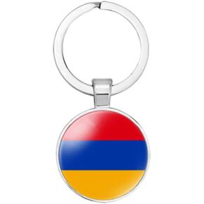 vmcoatdu Armenia Armenian National Flag Key Chain Keyring Gift Men Women Keychain Stainless Steel and Inlaid Glass Materials