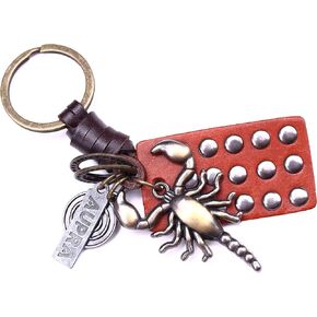 AuPra Spieces KeyChain Gifts Women & Men Leather Spiders KeyRing Home Car Door Keys Holder Lizards Present