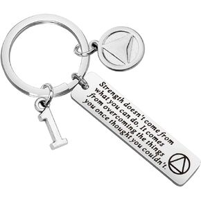 HOLLP Sobriety Anniversary Keychain Sober 1/2/3/4/5 Months Gift AA NA Recovery Gift Addiction Recovery Symbol Jewelry