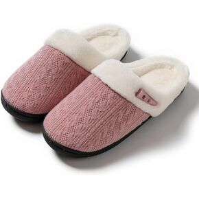 ktprniy Women's Men's Warm Slip on Fuzzy House Slippers Comfy Memory Foam Bedroom Shoes, Cushioned Slippers with Anti Slip Sole Indoor Outdoor