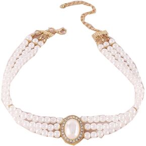 YAZILIND Women's Choker Necklace Multi-layer Imitation Pearl Chain Short Necklaces Ladies Girls Vintage Retro Court Style Jewelry