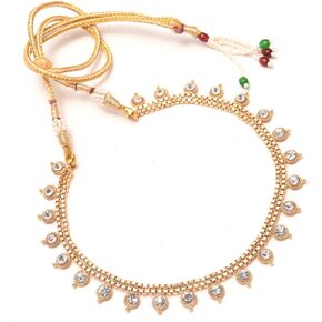 Jewar Necklace Indian Bollywood Set AD CZ Elegant Gold Plated Choker Fashion Handcrafted Traditional Royal Mughal Jewelry for Women & Girls