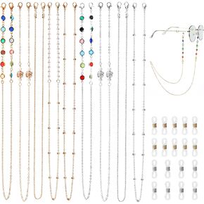 Bekecidi 9 Pieces Eyeglasses Straps Chain, Spectacle Cord Chains, Glasses Chains for Women (Gold, Silver), 金色，银色, 16*11.5*1.5cm in Kuwait