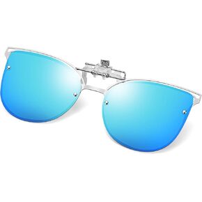 FEISEDY Clip On Polarized Sunglasses Cat Eye Flip for Eyewear Glasses B2436