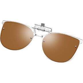 FEISEDY Clip On Polarized Sunglasses Cat Eye Flip for Eyewear Glasses B2436