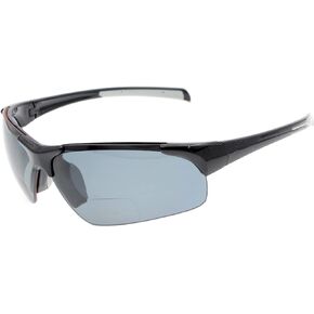 Eyekepper Polycarbonate Half-Rimless Polarized Sport Sunglasses For Men Women Half Rimless Baseball Running Fishing Driving Golf Softball Hiking TR90 Unbreakable Grey Frame Gold Mirror