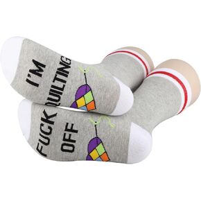 G2TUP 2 Pairs Quilting Socks F*ck Off I'm Quilting Socks Seamstress Gift Socks Quilting Lover Socks Sewing Gift Quilter Gift