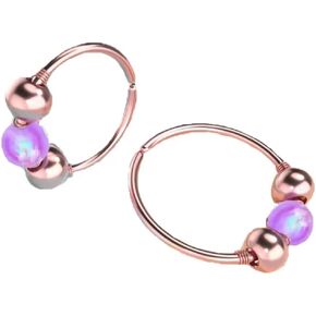 Sterling Silver Simple Nose Ring - 20 Gauge Thin Silver Nose Rings - Tiny Nose Piercing White Opal - Seamless Silver Beads Hypoallergenic Nose Hoops Women Men Unisex - Delicate 8mm Diameter 0.3 Inches Small Nose Piercings - Tiny Handmade Body Jewelry