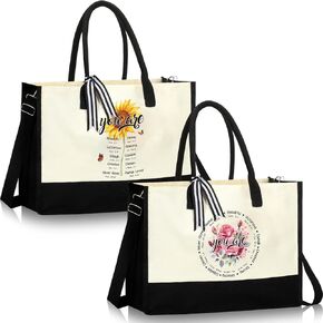 Sanwuta 2 Pcs Christian Gifts for Women Religious Gift for Women Initial Canvas Tote Bag Inspirational Gifts for Mom Coworker(Flower) in Saudi Arabia