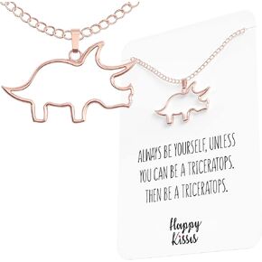 قلادة الديناصور ترايسيراتوبس - هدية قلادة لطيفة للنساء أو الأطفال - بطاقة رسائل جميلة ومضحكة in Kuwait