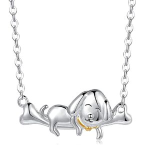 قلادة فضية للنساء، قلادة ستيب فوروارد من الفضة الاسترلينية 925، قلادة لطيفة على شكل كلب الكسلان، مجوهرات ساحرة هدايا للفتيات المراهقات, فضة استرلينية, كلب in Kuwait