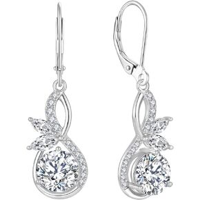CARICY Infinity Earrings 925 Sterling Silver Butterfly Dangle & Drop Earrings Birthstone Leverback Earrings for Women Birthday Valentine's Day Christmas Jewelry