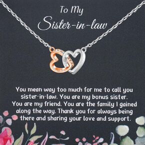PLITI Sister In Law Gift Bonus Sister Wedding Interlocking Heart Necklace Unbiological Sister Appreciation Jewelry 
