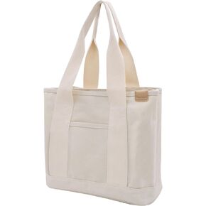 Canvas Tote Bag Casual Multi pockets Handbags Large Capacity Shopping Shoulder Bag with Pocket Bags Work Purses