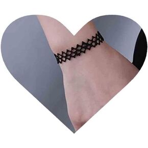 Allereyae Vintage Hollow Lace Bracelet Black Lace Hand Chain Bracelet Gothic Lace Chain Bracelet Plain Lace Bracelet Jewelry for Women and Girls