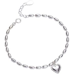 SLUYNZ Heart Bracelet for Women Teen Girls Sterling Silver Adjustable Endless Love Heart Link Bracelet