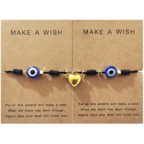 7 Knot Bracelet Couples Bracelet Red Evil Eye Bracelets for Women Girls Best Bitches Bracelet Wishing Attract Heart Matching Bracelets Good Luck String Protection Friendship Bracelet Link Charm Ojo Jewelry 2 Pcs