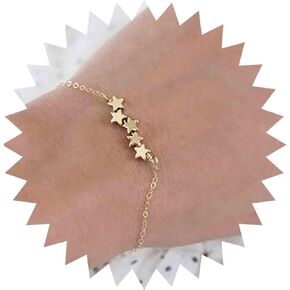 Boho Star Bracelet Gold Star Chain Bracelet Vintage Star Bracelet Minimalist Bracelet Adjustable Bracelet Chain Jewelry for Women and Girls Gifts
