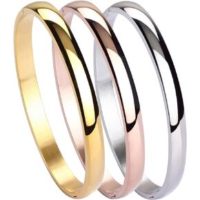 MILAKOO Stainless Steel Plain Polished Finish Cuff Bangle Bracelets for Women