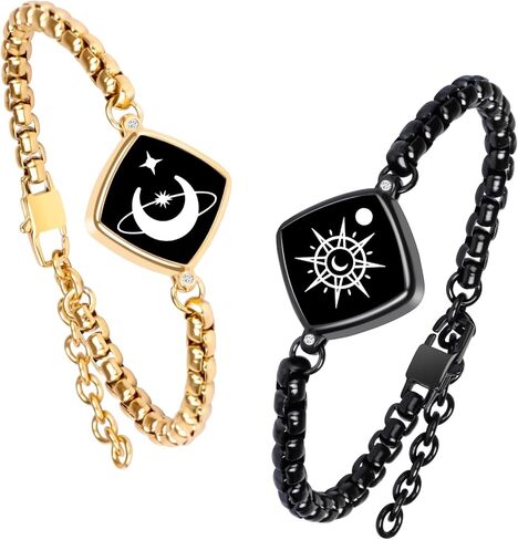 مجموعة مجوهرات أساور تعمل باللمس لمسافات طويلة، سوار حب للاتصال الذكي عن بعد، أرسل رسالة نصية قصيرة SOS، أساور علاقة نجمة للأزواج، العشاق، العائلة، الأصدقاء، المهرجانات، هدايا عيد الحب، الذهب الأسود in Kuwait