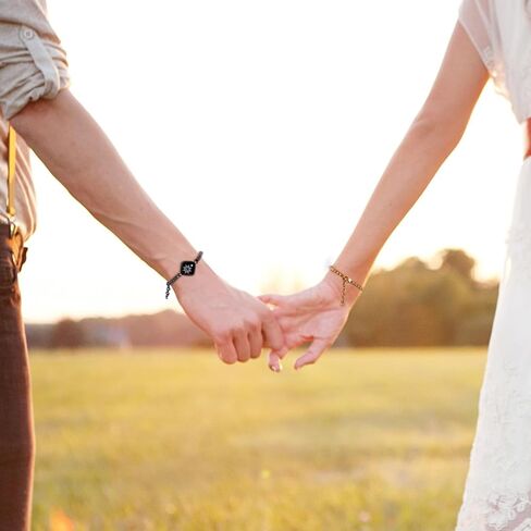 مجموعة مجوهرات أساور تعمل باللمس لمسافات طويلة، سوار حب للاتصال الذكي عن بعد، أرسل رسالة نصية قصيرة SOS، أساور علاقة نجمة للأزواج، العشاق، العائلة، الأصدقاء، المهرجانات، هدايا عيد الحب، الذهب الأسود in Kuwait