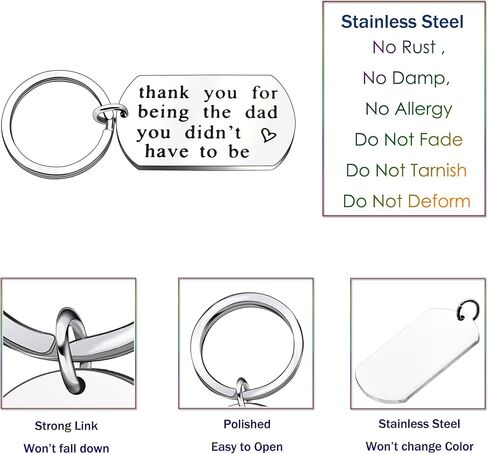 Fathers Day Gifts Key Chain Men for Dad Papa from Daughter Son Thank You for Being The dad You Didn't Have to be Stainless Steel in Kuwait