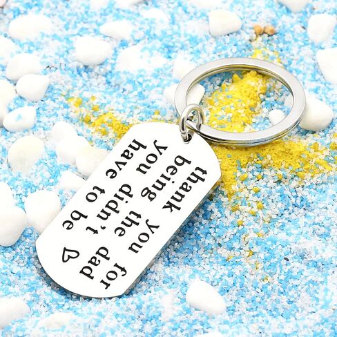 Fathers Day Gifts Key Chain Men for Dad Papa from Daughter Son Thank You for Being The dad You Didn't Have to be Stainless Steel in Kuwait