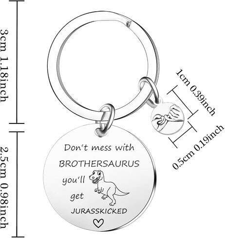Ghloyza Funny Brother Gifts Brothersaurus Keyring from Granddaughter Grandson Birthday Christmas Thanksgiving Fathers Day Keychain Gifts for Grandad Grandfather in Kuwait
