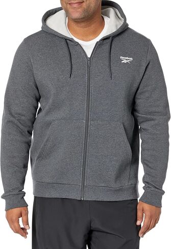 Reebok Men's Identity Fleece Full-Zipper Sweatshirt, Dark Grey Heather, S in Saudi Arabia