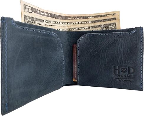 Hide & Drink, Leather Classic Wallet, Holds Up to 6 Cards Plus Flat Bills/Holder/Vintage/Travel/Pocket/Accessories, Handmade (Bourbon Brown) in Saudi Arabia
