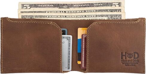 Hide & Drink, Leather Classic Wallet, Holds Up to 6 Cards Plus Flat Bills/Holder/Vintage/Travel/Pocket/Accessories, Handmade (Bourbon Brown) in Saudi Arabia