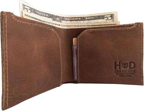 Hide & Drink, Leather Classic Wallet, Holds Up to 6 Cards Plus Flat Bills/Holder/Vintage/Travel/Pocket/Accessories, Handmade (Bourbon Brown) in Saudi Arabia
