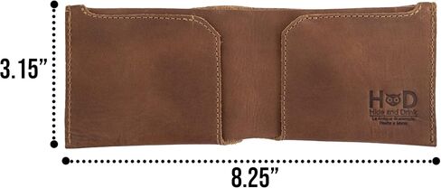 Hide & Drink, Leather Classic Wallet, Holds Up to 6 Cards Plus Flat Bills/Holder/Vintage/Travel/Pocket/Accessories, Handmade (Bourbon Brown) in Saudi Arabia