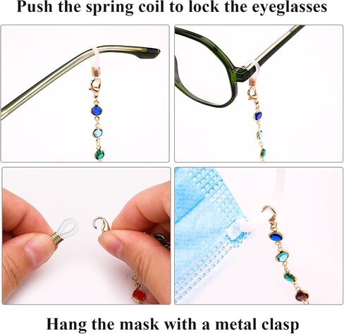 Bekecidi 9 Pieces Eyeglasses Straps Chain, Spectacle Cord Chains, Glasses Chains for Women (Gold, Silver), 金色，银色, 16*11.5*1.5cm in Kuwait
