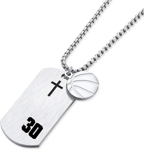 VI.SPORT Player Number 30 Basketball Cross Necklace Dog Tag Necklace Necklace Necklace Necklace Necklace Necklace Necklace Inspiring Faith I Can Do All Things Jewelry in Saudi Arabia