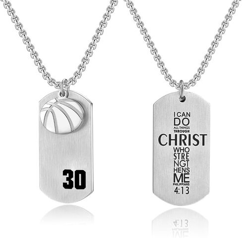 VI.SPORT Player Number 30 Basketball Cross Necklace Dog Tag Necklace Necklace Necklace Necklace Necklace Necklace Necklace Inspiring Faith I Can Do All Things Jewelry in Saudi Arabia