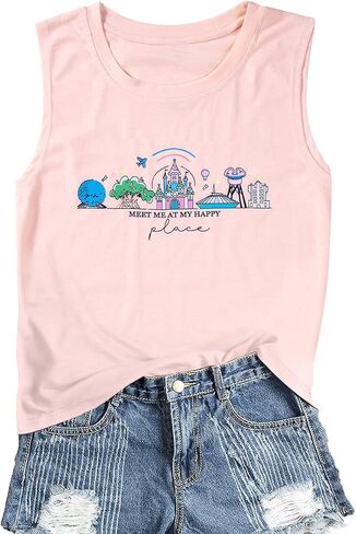 FASHGL Magic Kingdom Tank Top for Women May The Magic Be with You Tank Tops Summer Vacation Sleeveless Graphic Tee Shirt in Saudi Arabia