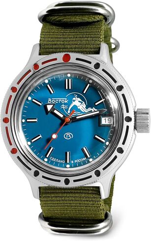 VOSTOK | Amphibia 420059 Scuba Dude Automatic Self-Winding Diver Wrist Watch | Green Strap in Saudi Arabia