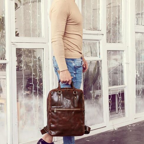 Time Resistance Leather Laptop Backpack - Business Backpack - Computer Bag - Real Leather Backpack Made in Italy in Saudi Arabia