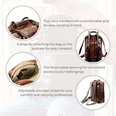 Time Resistance Leather Laptop Backpack - Business Backpack - Computer Bag - Real Leather Backpack Made in Italy in Saudi Arabia