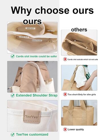 Canvas Tote Bag Casual Multi pockets Handbags Large Capacity Shopping Shoulder Bag with Pocket Bags Work Purses in Saudi Arabia