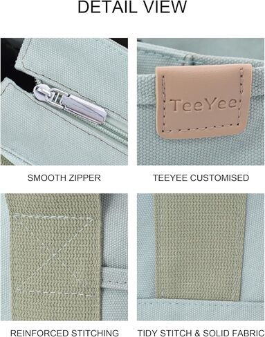 Canvas Tote Bag Casual Multi pockets Handbags Large Capacity Shopping Shoulder Bag with Pocket Bags Work Purses in Saudi Arabia