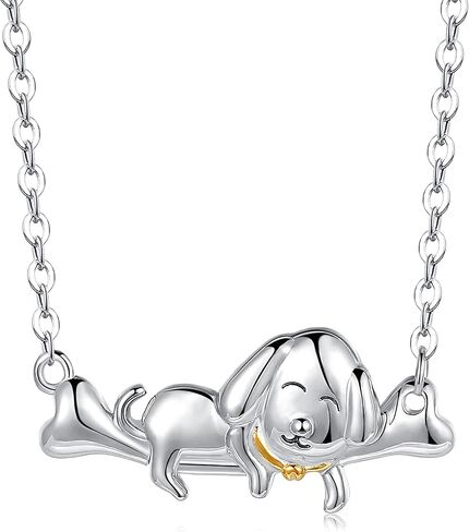 قلادة فضية للنساء، قلادة ستيب فوروارد من الفضة الاسترلينية 925، قلادة لطيفة على شكل كلب الكسلان، مجوهرات ساحرة هدايا للفتيات المراهقات, فضة استرلينية, كلب in Kuwait