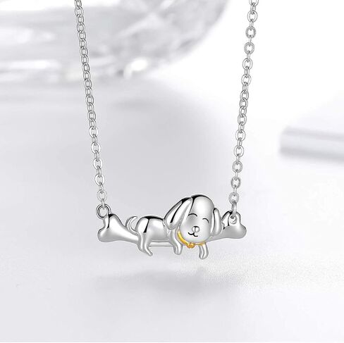 قلادة فضية للنساء، قلادة ستيب فوروارد من الفضة الاسترلينية 925، قلادة لطيفة على شكل كلب الكسلان، مجوهرات ساحرة هدايا للفتيات المراهقات, فضة استرلينية, كلب in Kuwait