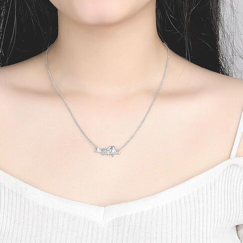 قلادة فضية للنساء، قلادة ستيب فوروارد من الفضة الاسترلينية 925، قلادة لطيفة على شكل كلب الكسلان، مجوهرات ساحرة هدايا للفتيات المراهقات, فضة استرلينية, كلب in Kuwait